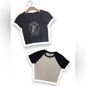 Cropped Graphic & Plain Bundle (Brandy and Hollister)